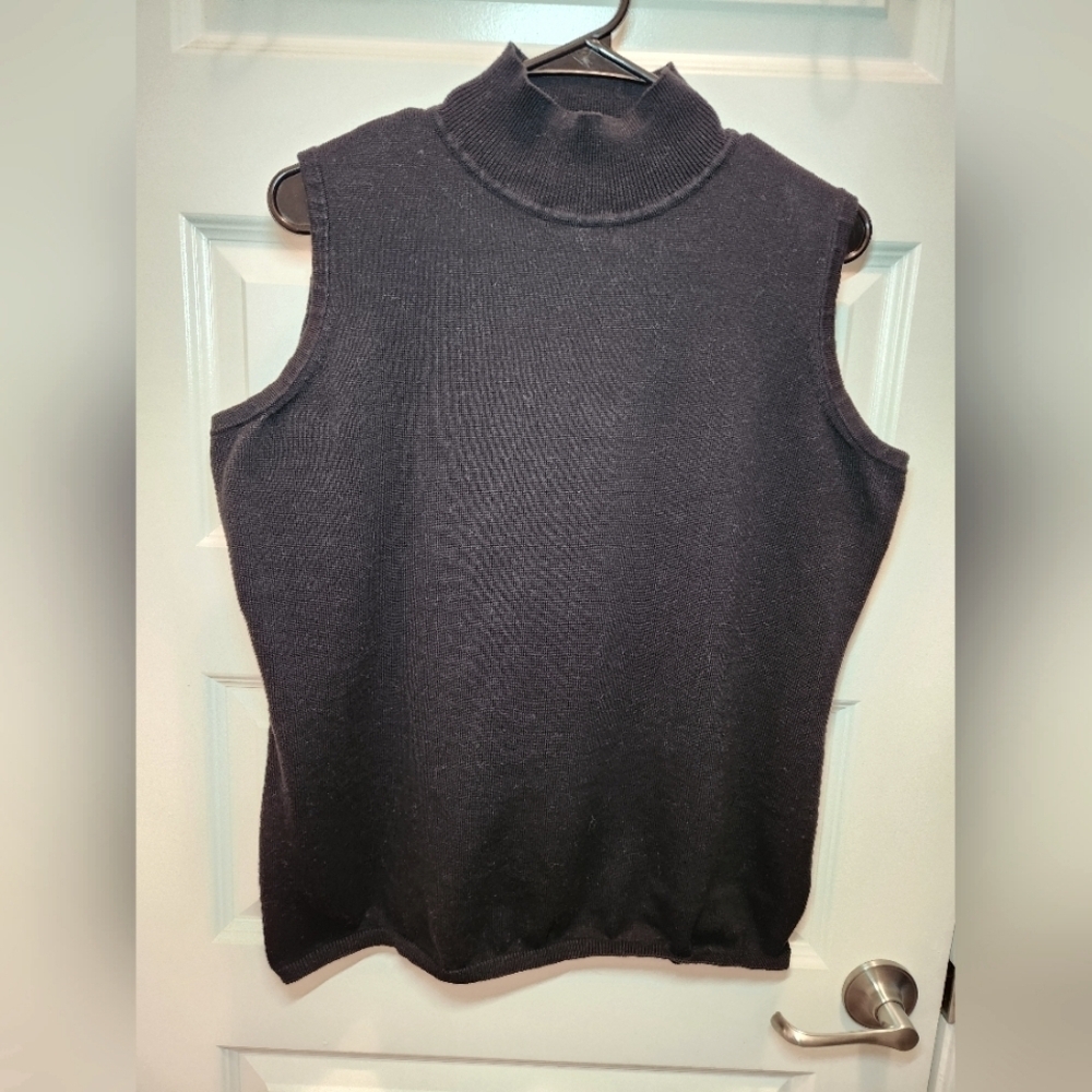 Jessica London Black Sleeveless Turtleneck Knit Top Size 18